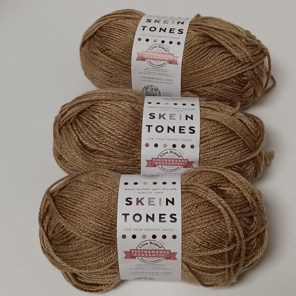 Lion Brand Skein Tones Yarn 3 New Skeins Hazelnut